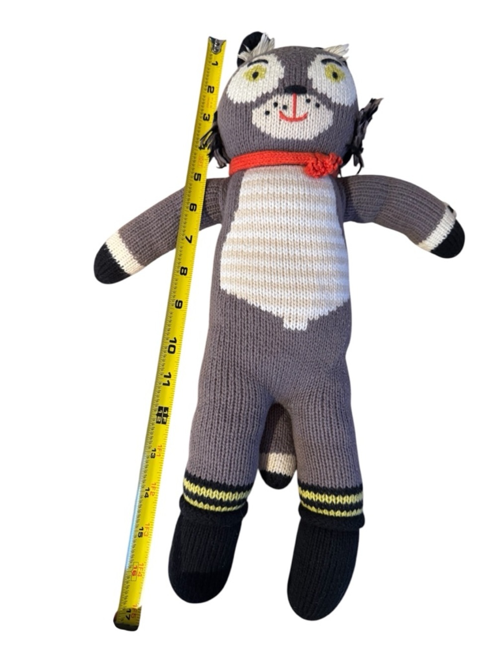 Blabla Kids Beauregard The Wolf Cotton Hand Knit 18 inch Stuffed Animal doll - Picture 6 of 6
